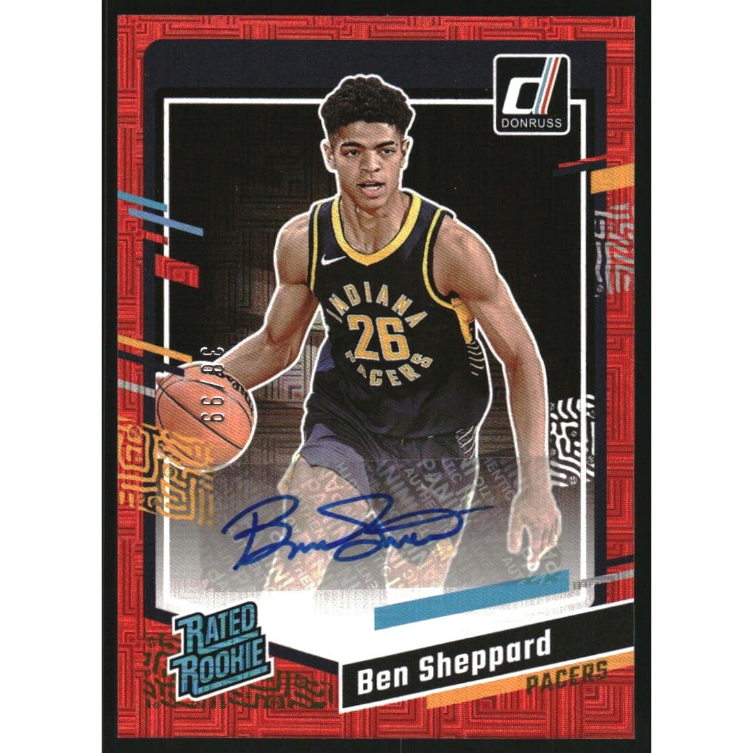2023-24 Donruss Rated Rookies Signatures Choice Red #285 Ben Sheppard. rookie card picture