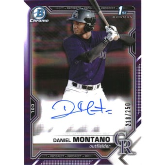 2021 Bowman Chrome Prospect Autographs Purple Refractors #CPADM Daniel Montano