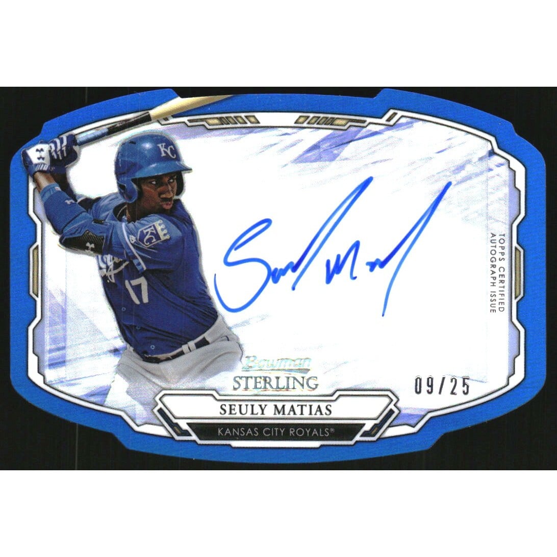 2019 Bowman Sterling Die Cut Autographs Blue Refractors #SDCASM Seuly Matias. rookie card picture