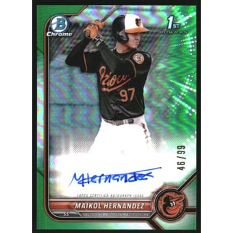 2022 Bowman Chrome Prospect Autographs Green Refractors #CPAMH Maikol Hernandez