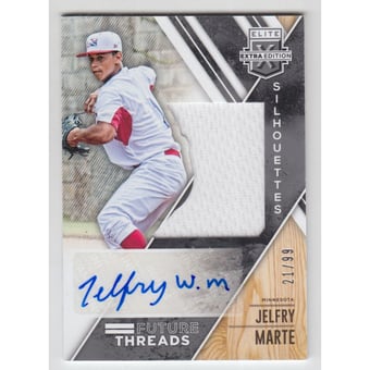 2017 Elite Extra Edition Future Threads Silhouette Autographs #42 Jelfry Marte/99