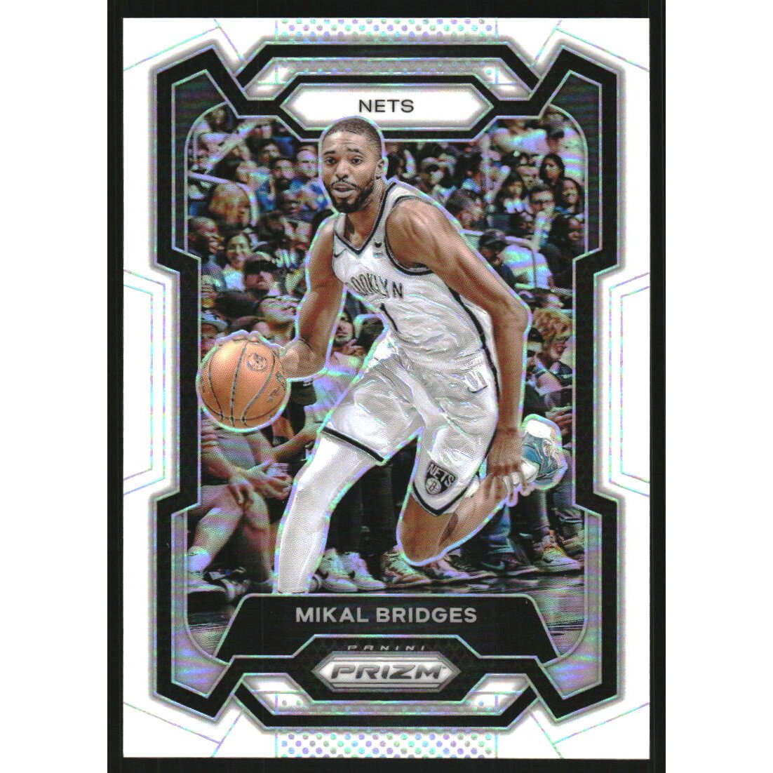2023-24 Panini Prizm Prizms White #46 Mikal Bridges. rookie card picture