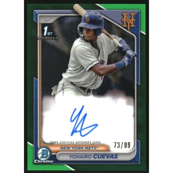2024 Bowman Chrome Prospect Autographs Green Refractors #CPAYCU Yohairo Cuevas
