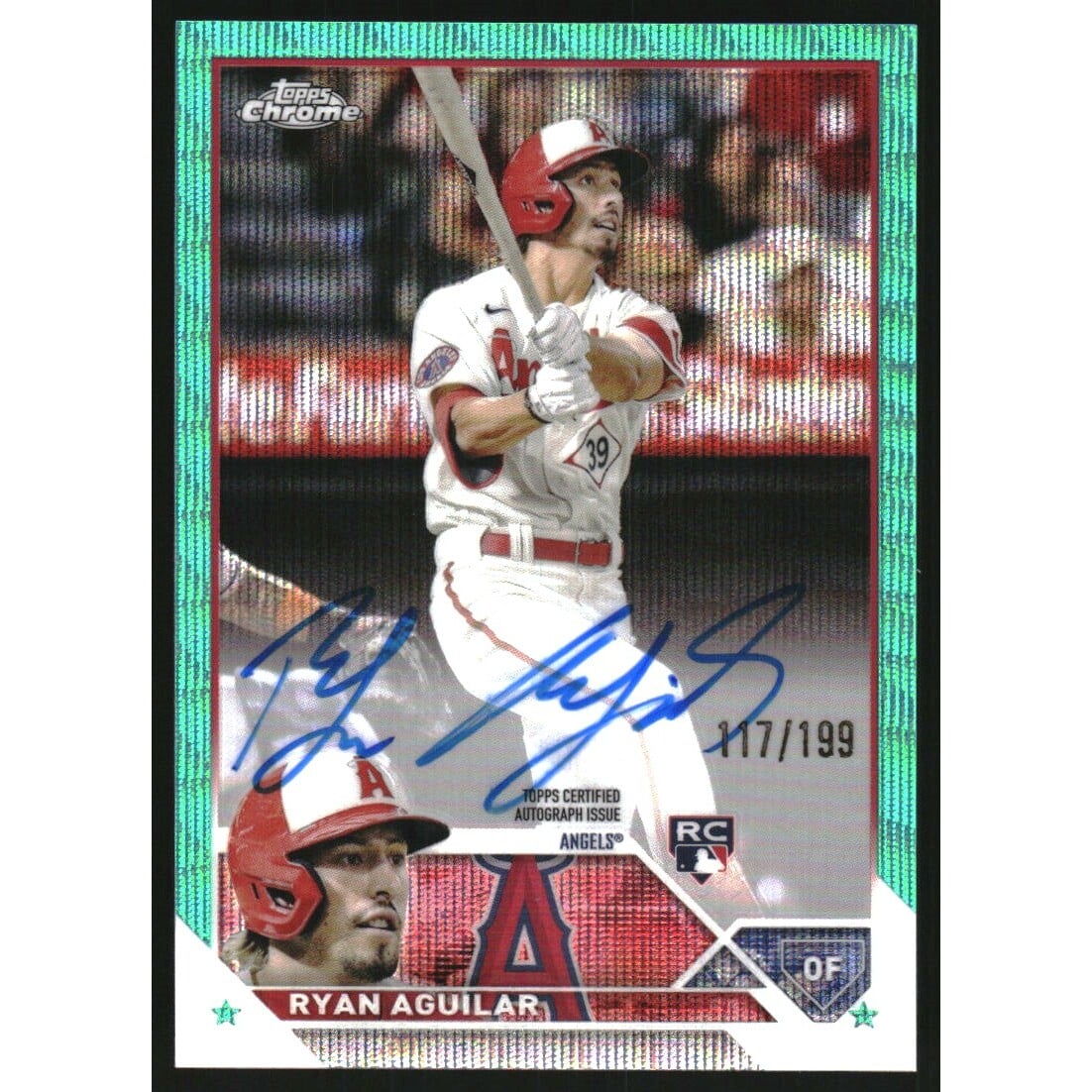 2023 Topps Chrome Rookie Autographs Aqua Wave Refractors #RARA Ryan Aguilar. rookie card picture