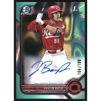 2022 Bowman Chrome Draft Autographs Aqua Lava Refractors #CDAJBD Justin Boyd