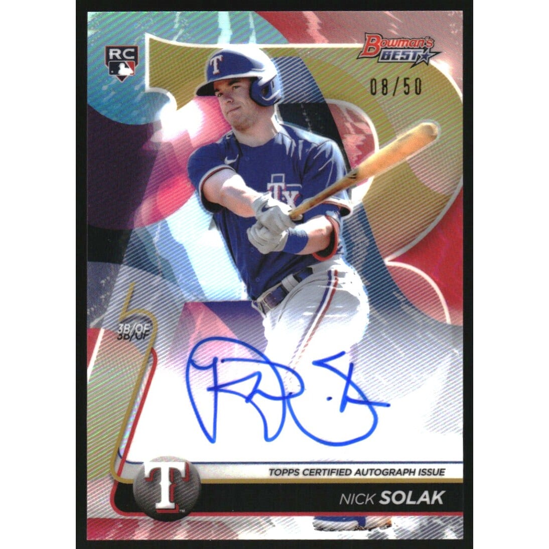 2020 Bowman's Best Best of '20 Autographs Gold Refractors #B20NS Nick Solak. rookie card picture
