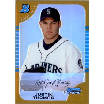 2005 Bowman Chrome Draft Gold Refractors #BDP84 Justin Thomas FY