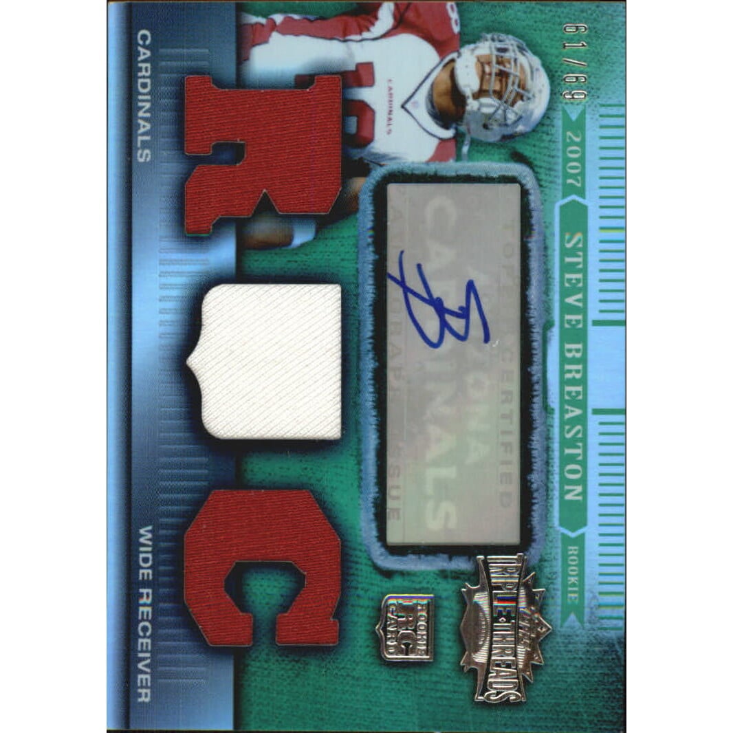 2007 Topps Triple Threads Emerald #130 Steve Breaston JSY AU. rookie card picture