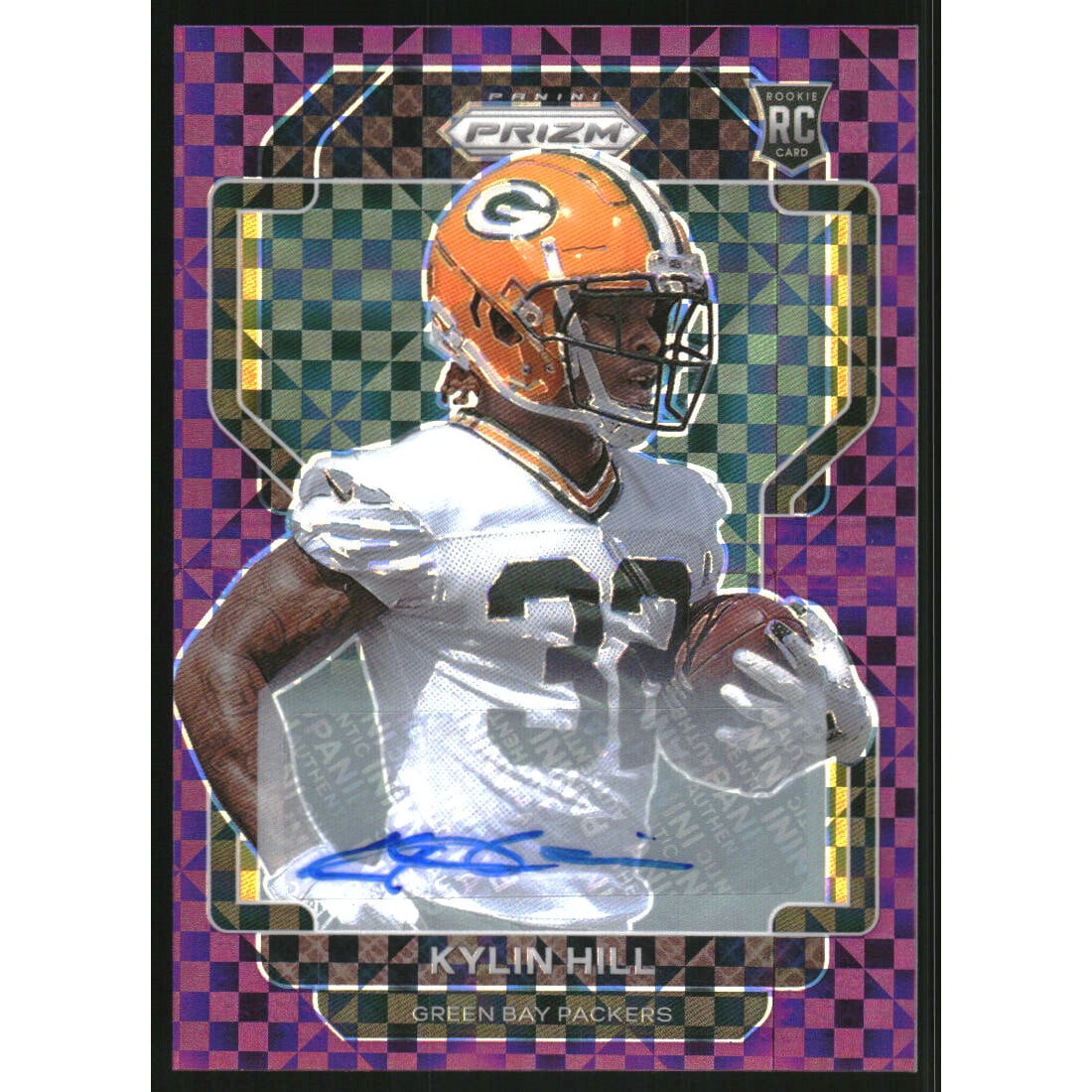 2021 Panini Prizm Rookie Autographs Prizms Purple Power #403 Kylin Hill. rookie card picture