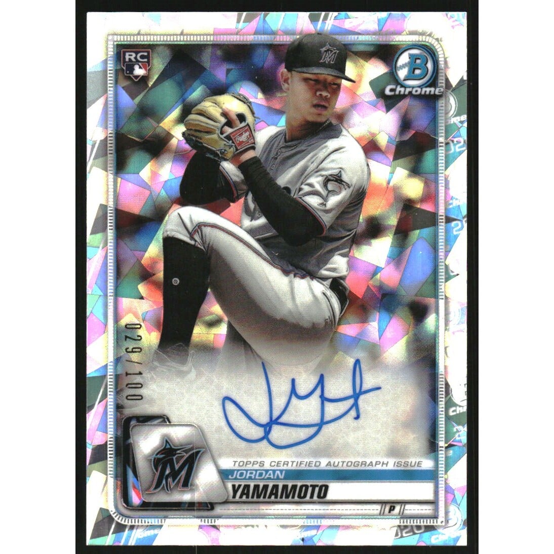 2020 Bowman Chrome Rookie Autographs Atomic Refractors #CRAJY Jordan Yamamoto. rookie card picture