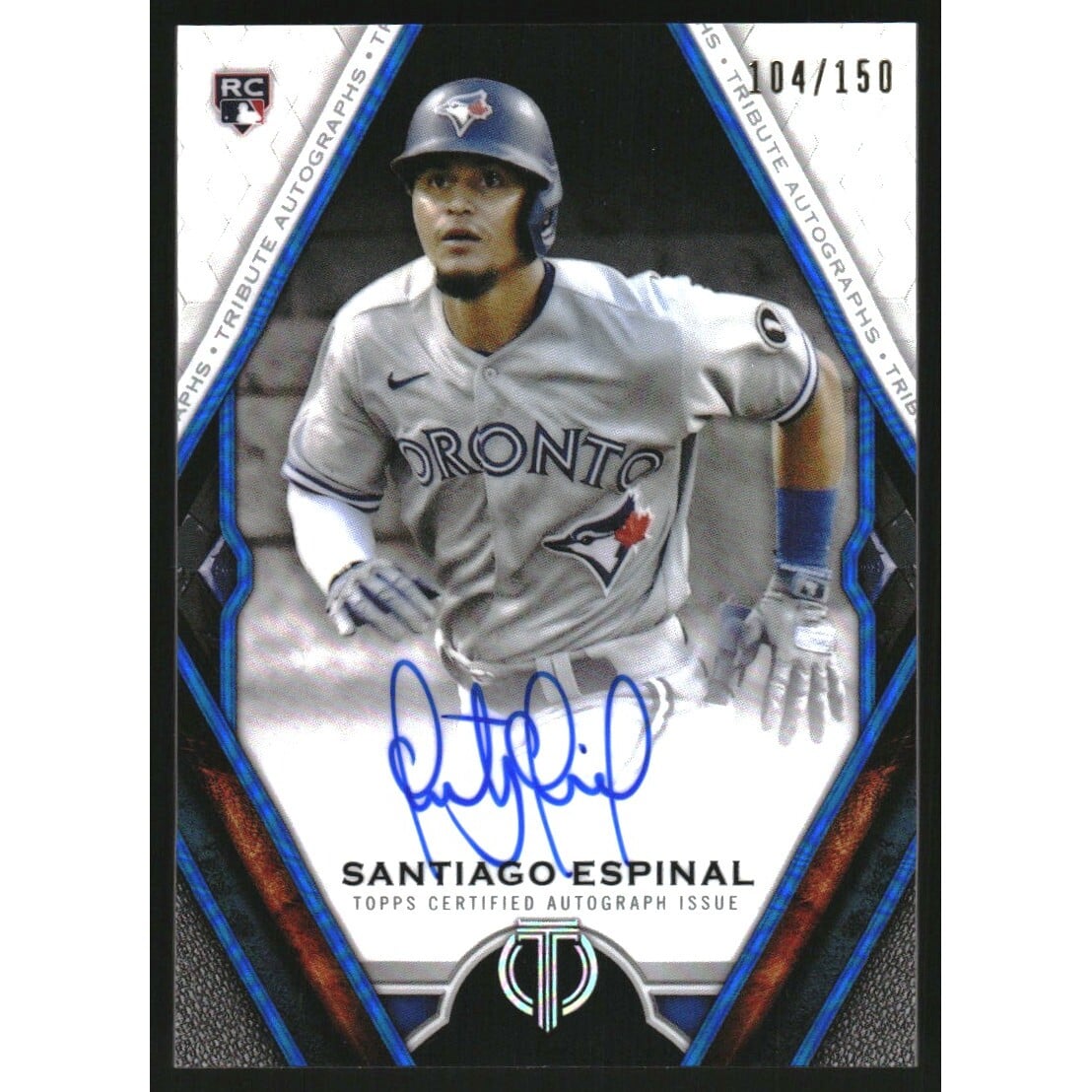 2021 Topps Tribute Autographs Blue #TASE Santiago Espinal. rookie card picture