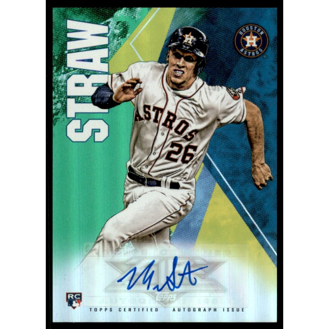 2019 Topps Fire Autographs Green #FAMS Myles Straw. rookie card picture