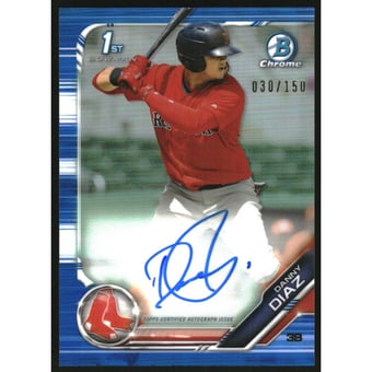 2019 Bowman Chrome Prospect Autographs Blue Refractors #CPADD Danny Diaz