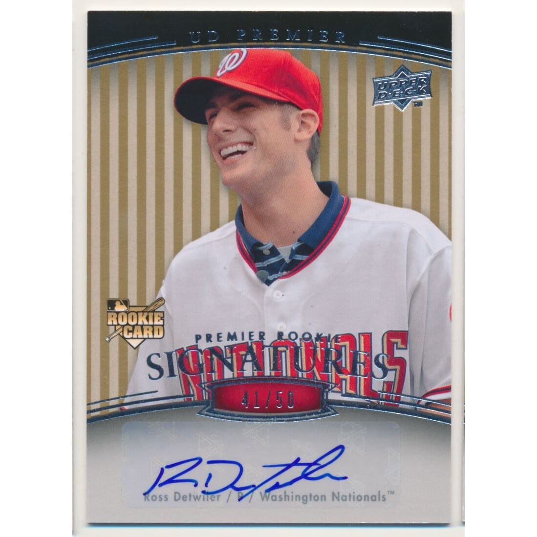 2008 Upper Deck Premier Gold #212 Ross Detwiler AU/50. rookie card picture