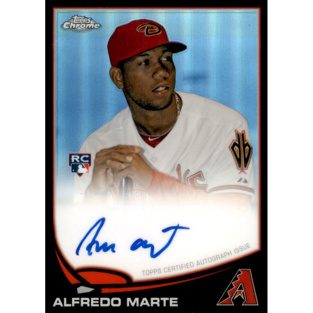2013 Topps Chrome Rookie Autographs Sepia Refractors #189 Alfredo Marte. rookie card picture