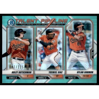 2021 Bowman Chrome Talent Pipeline Aqua Refractors #TPBAL Rylan Bannon/Adley Rutschman/Yusniel Diaz