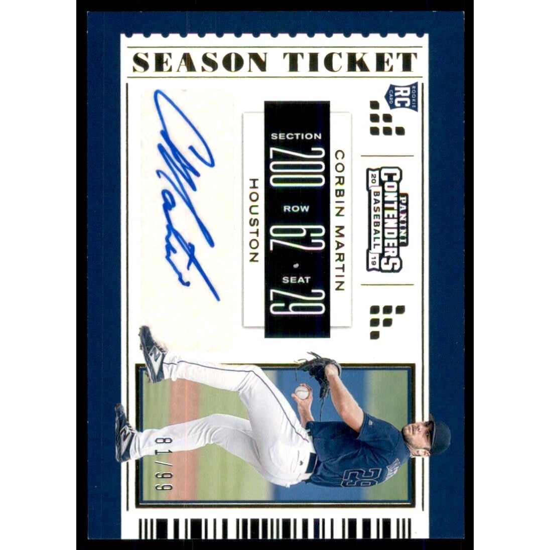 2019 Panini Contenders Season Ticket Autographs Gold #29 Corbin Martin/99. rookie card picture
