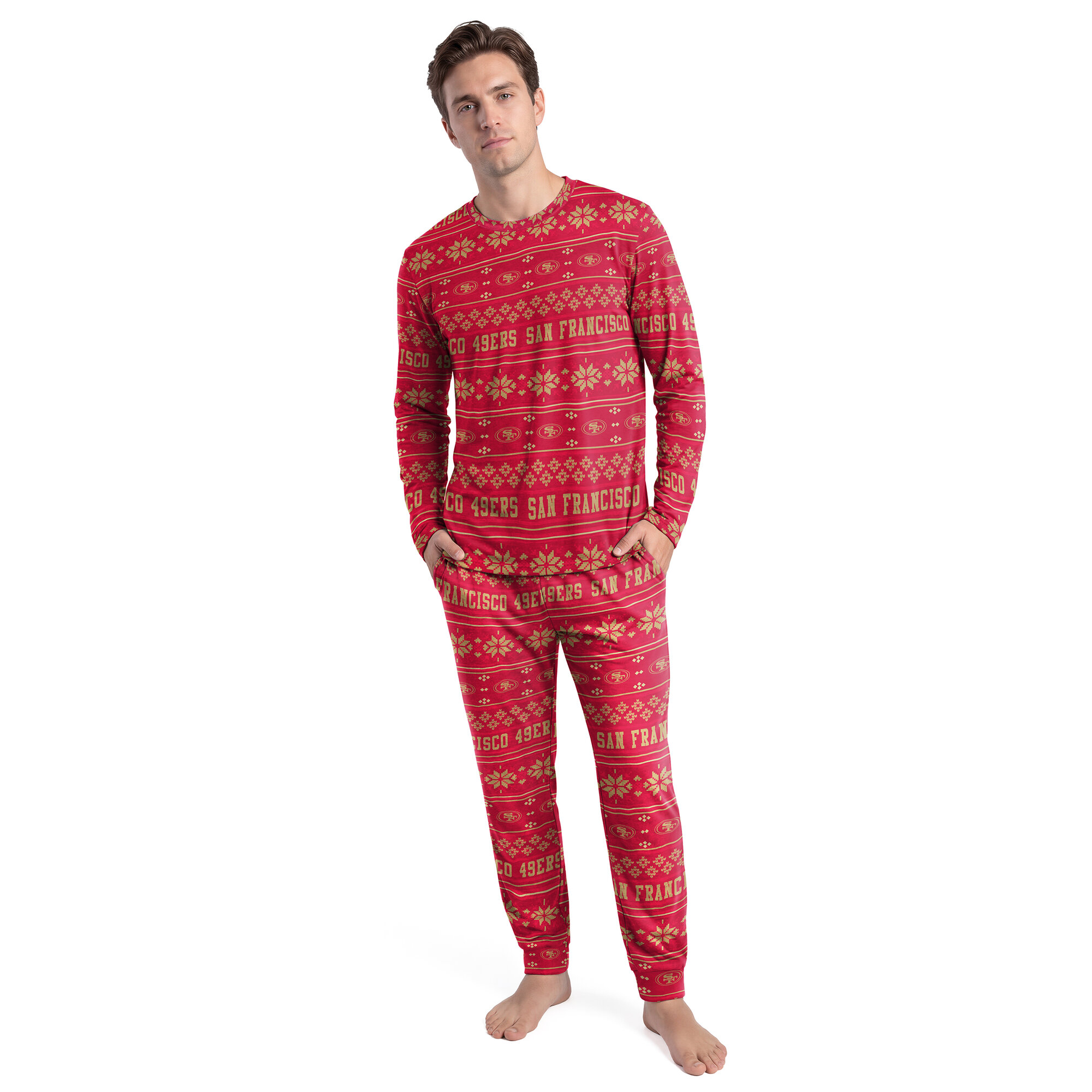 Men's Concepts Sport Scarlet San Francisco 49ers Jubilee Long Sleeve T-Shirt & Pant Set