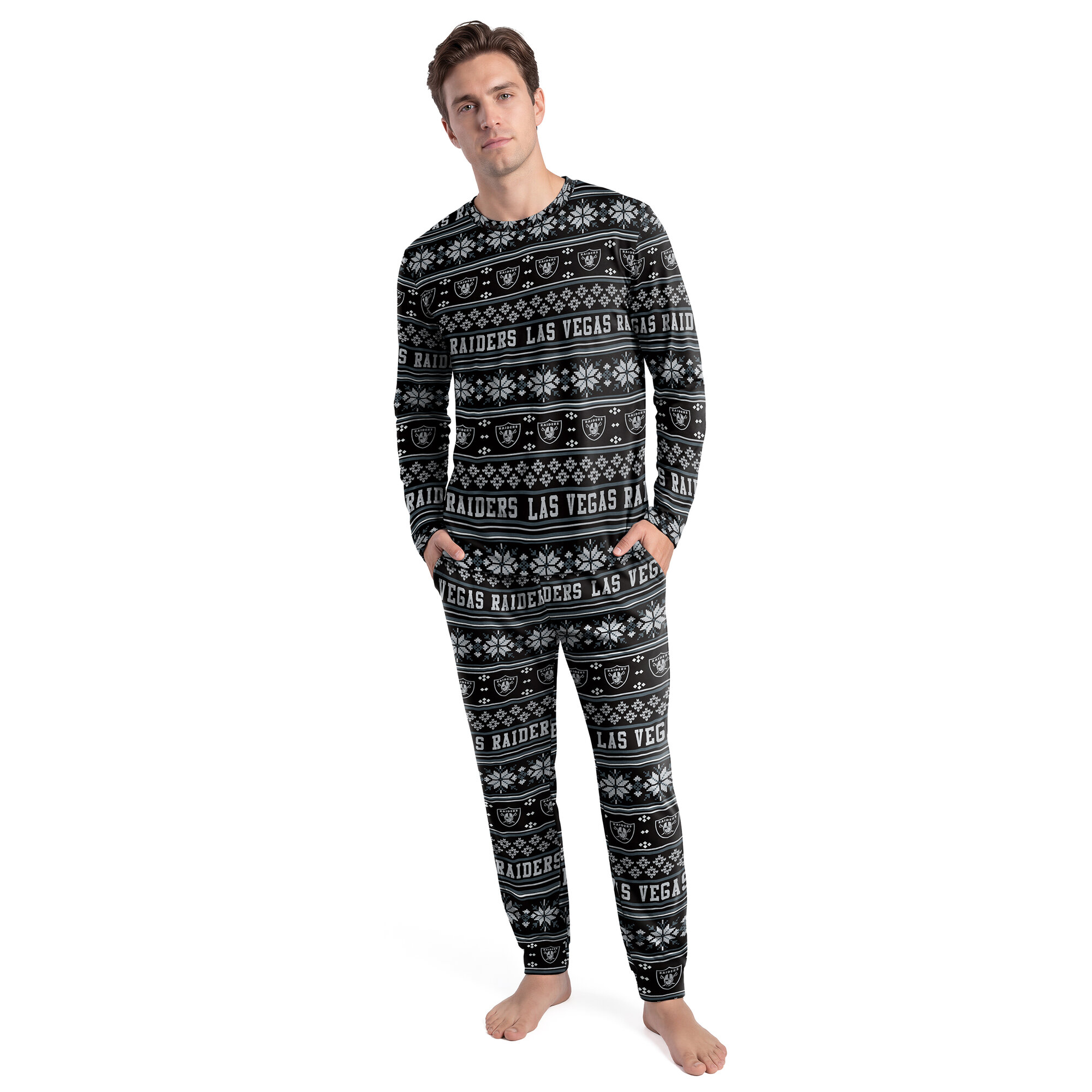 Men's Concepts Sport Black Las Vegas Raiders Jubilee Long Sleeve T-Shirt & Pant Set