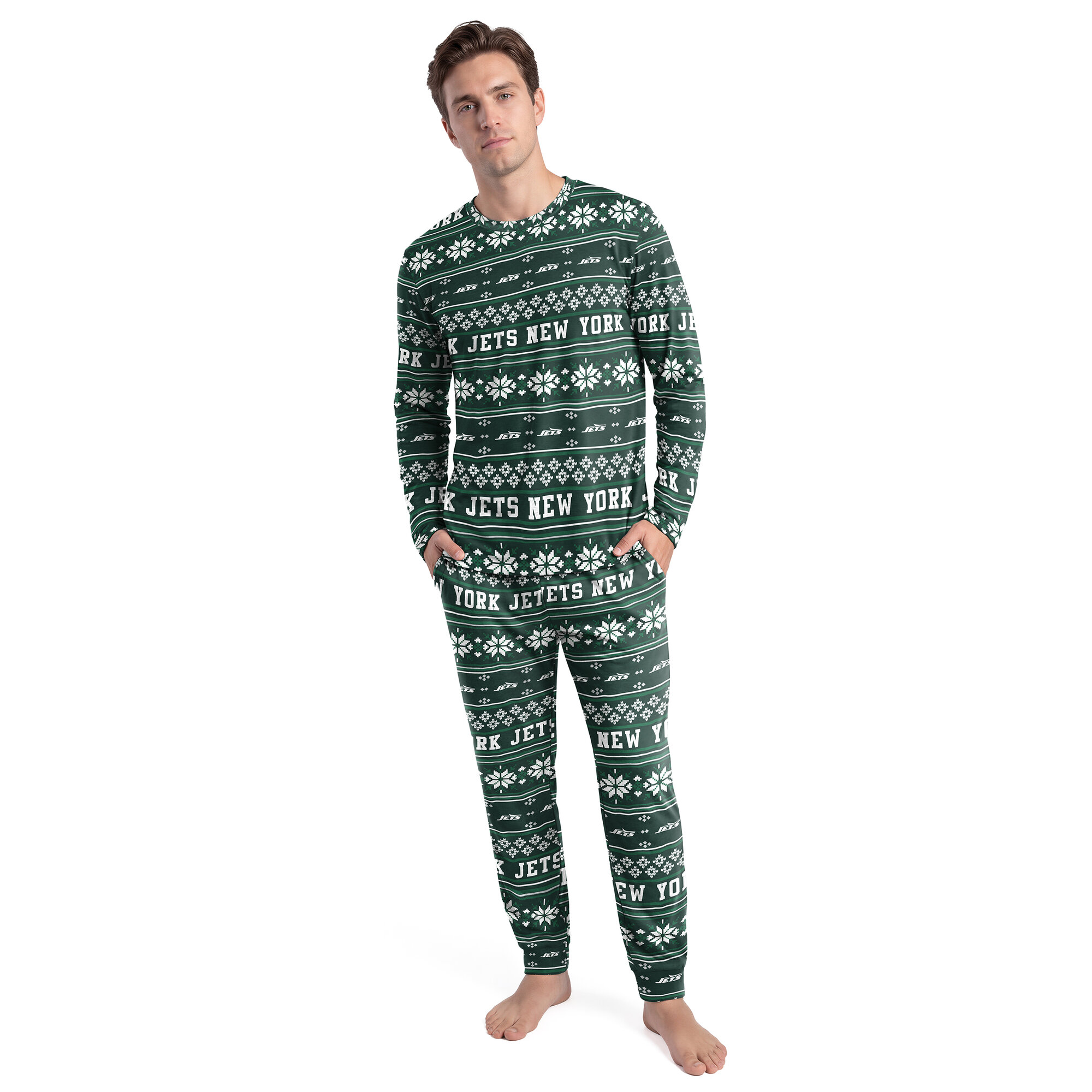 Men's Concepts Sport Green New York Jets Jubilee Long Sleeve T-Shirt & Pant Set