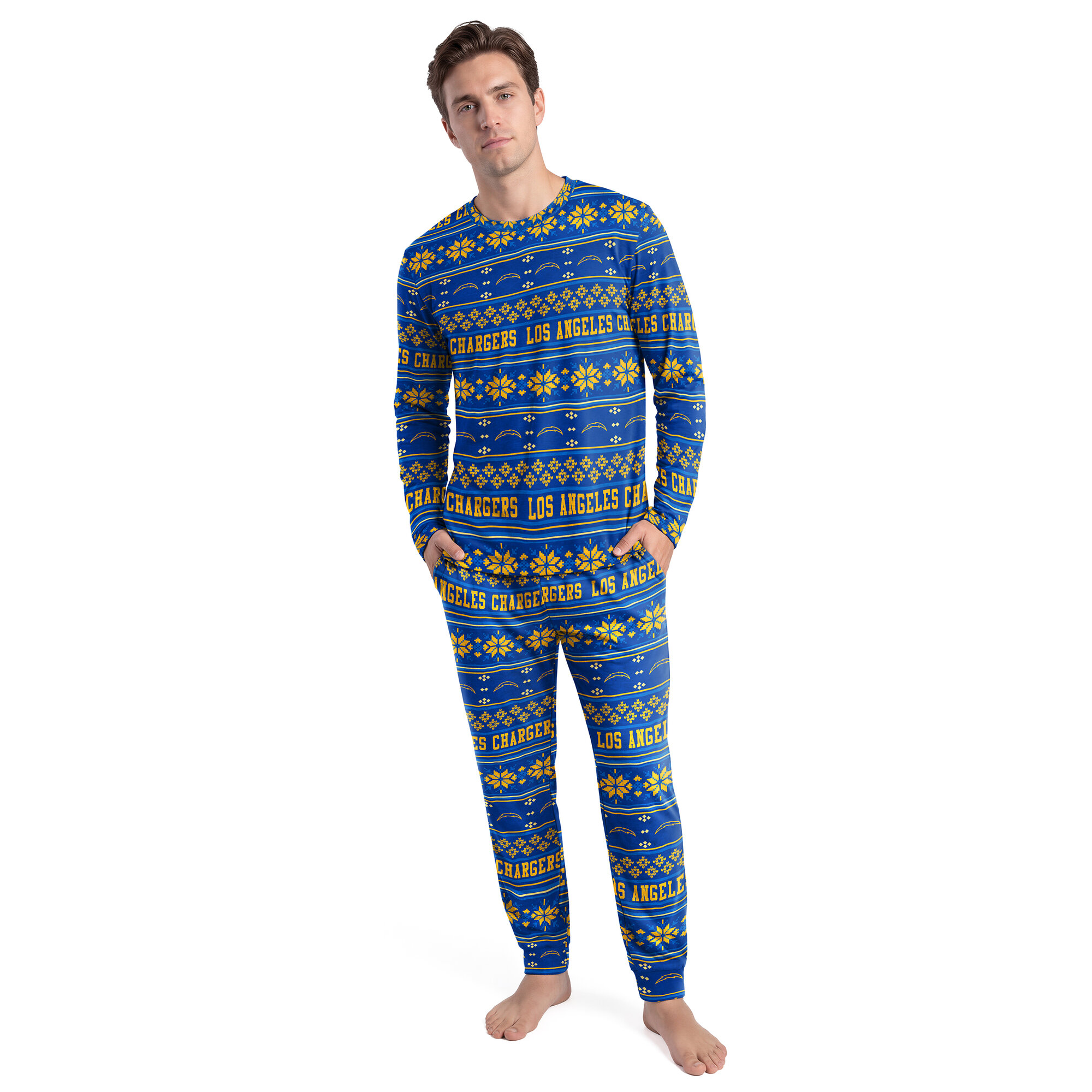 Men's Concepts Sport Royal Los Angeles Chargers Jubilee Long Sleeve T-Shirt & Pant Set