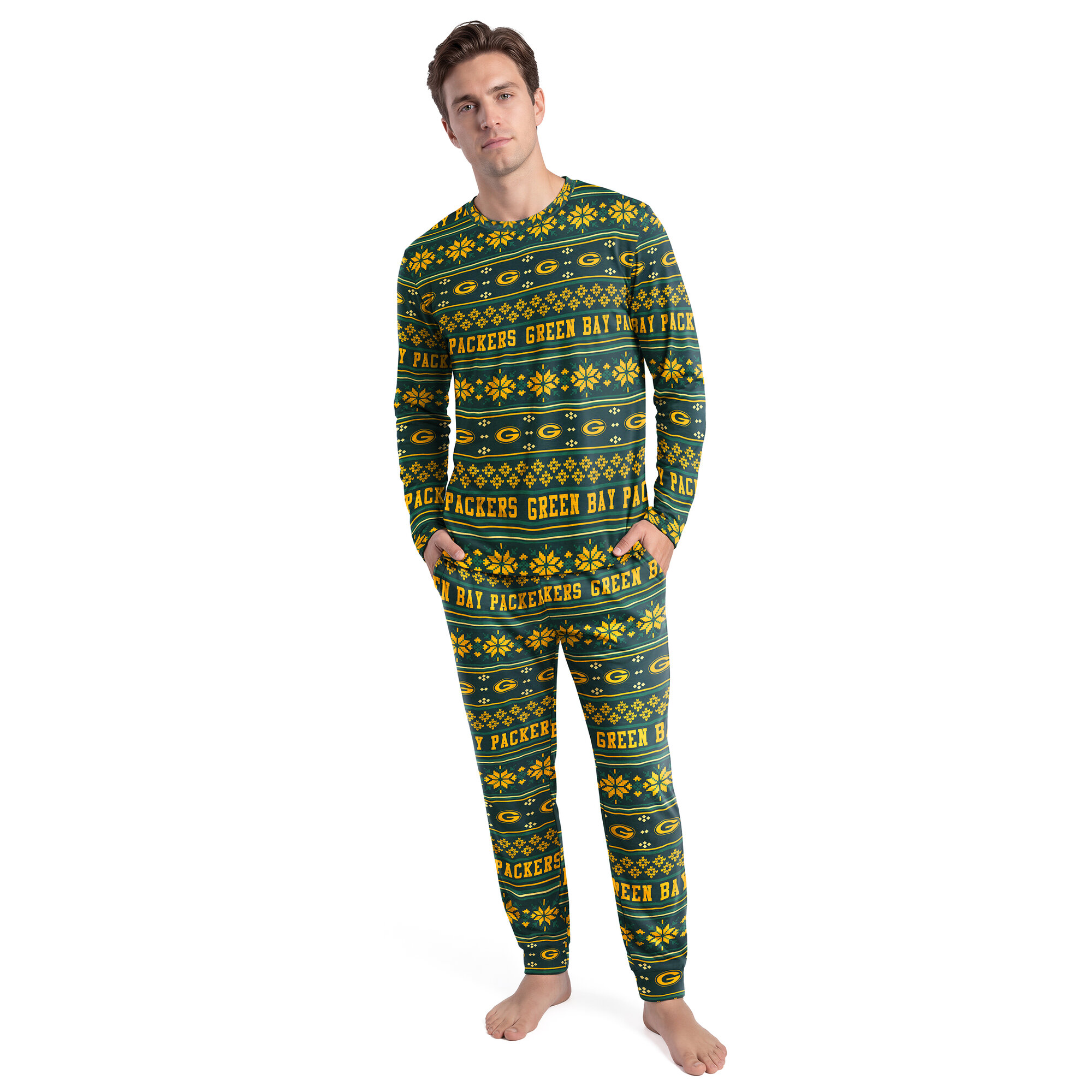 Men's Concepts Sport Green Green Bay Packers Jubilee Long Sleeve T-Shirt & Pant Set