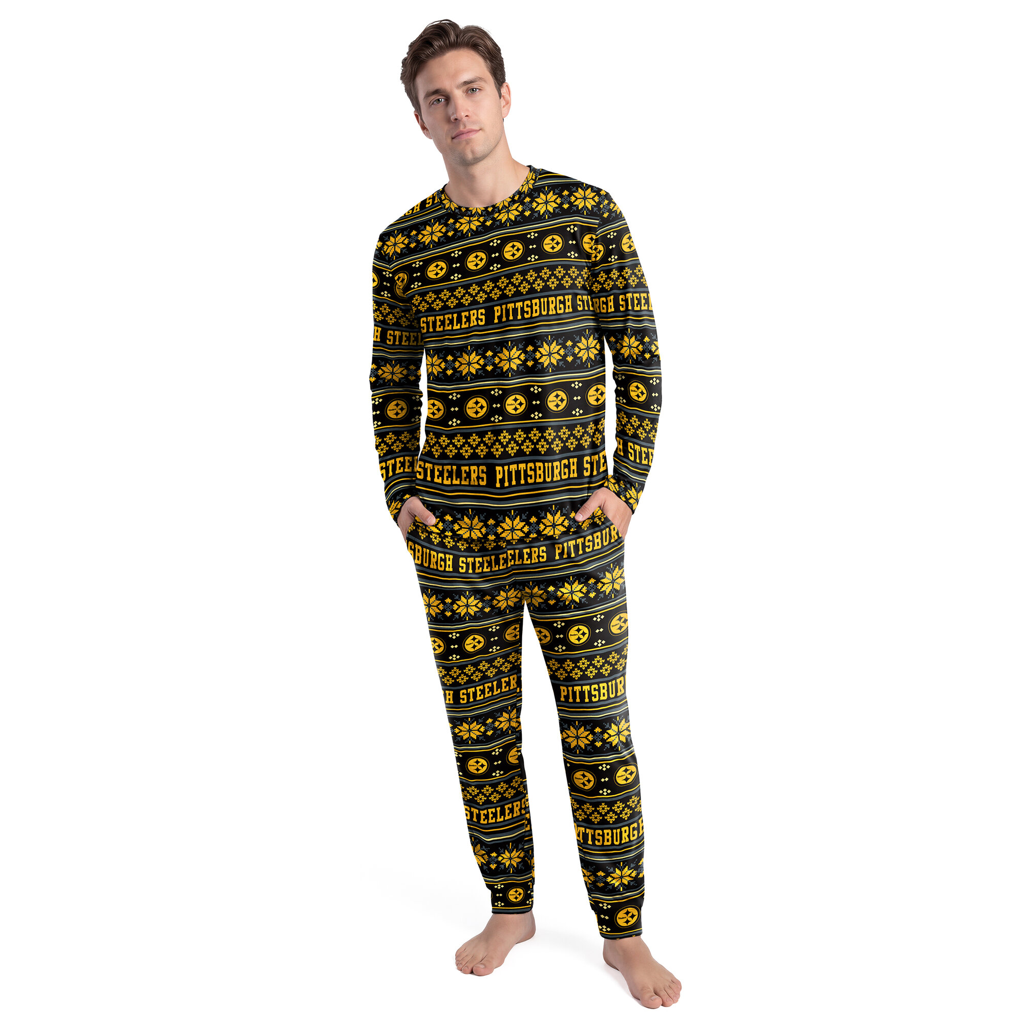 Men's Concepts Sport Black Pittsburgh Steelers Jubilee Long Sleeve T-Shirt & Pant Set