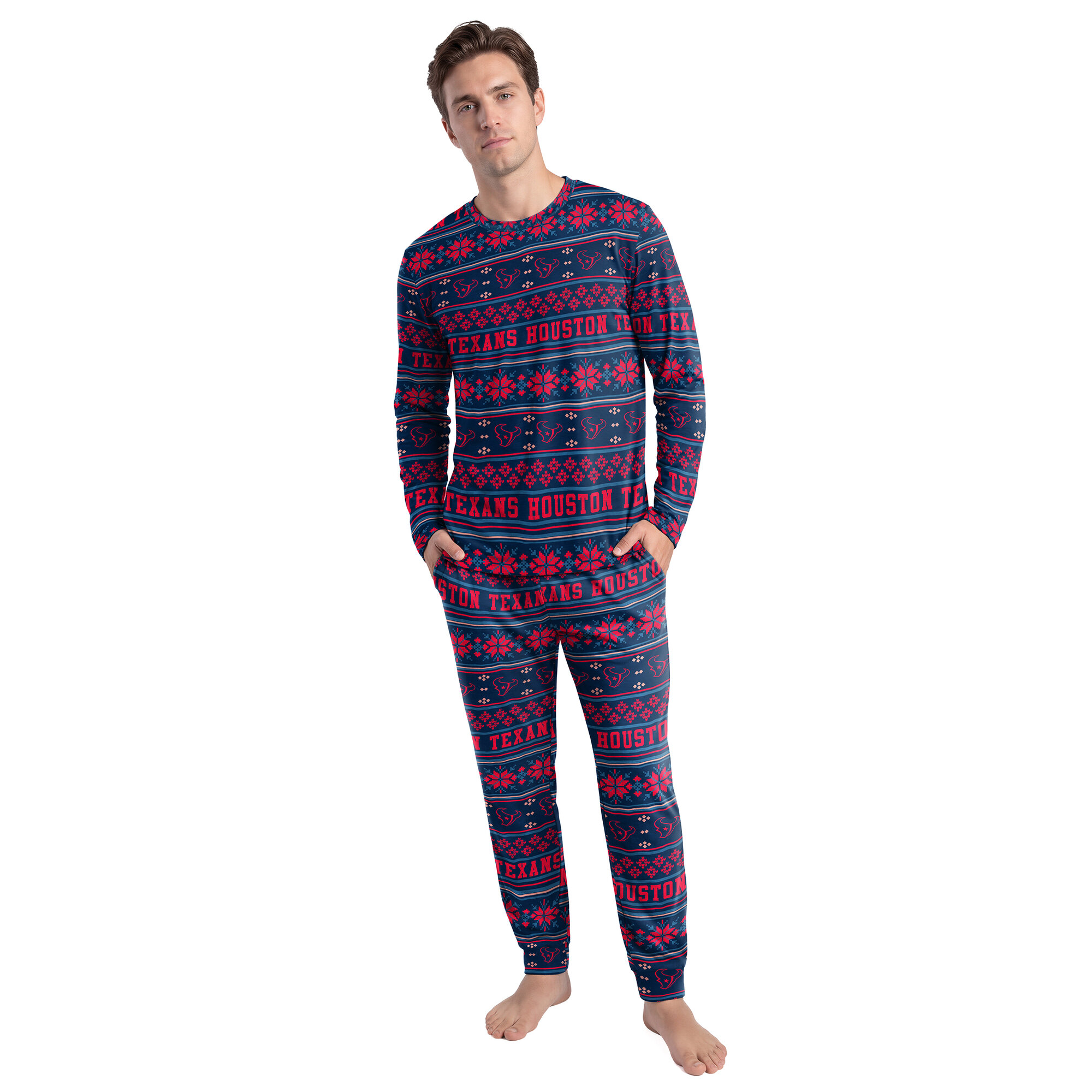 Men's Concepts Sport Navy Houston Texans Jubilee Long Sleeve T-Shirt & Pant Set