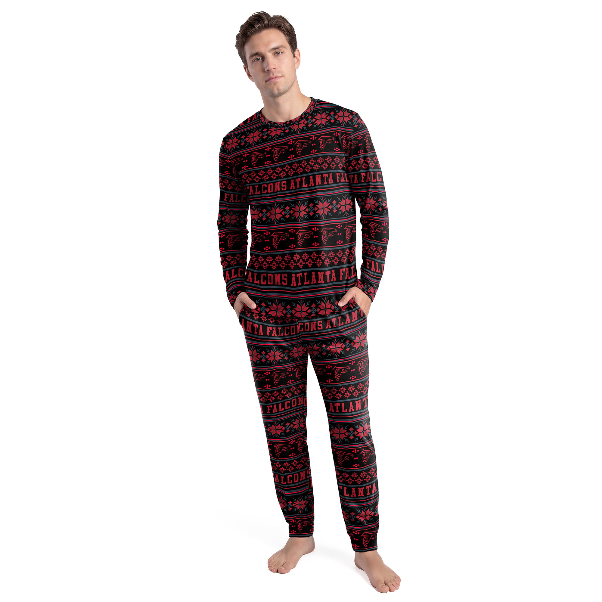 Men's Concepts Sport Black Atlanta Falcons Jubilee Long Sleeve T-Shirt & Pant Set