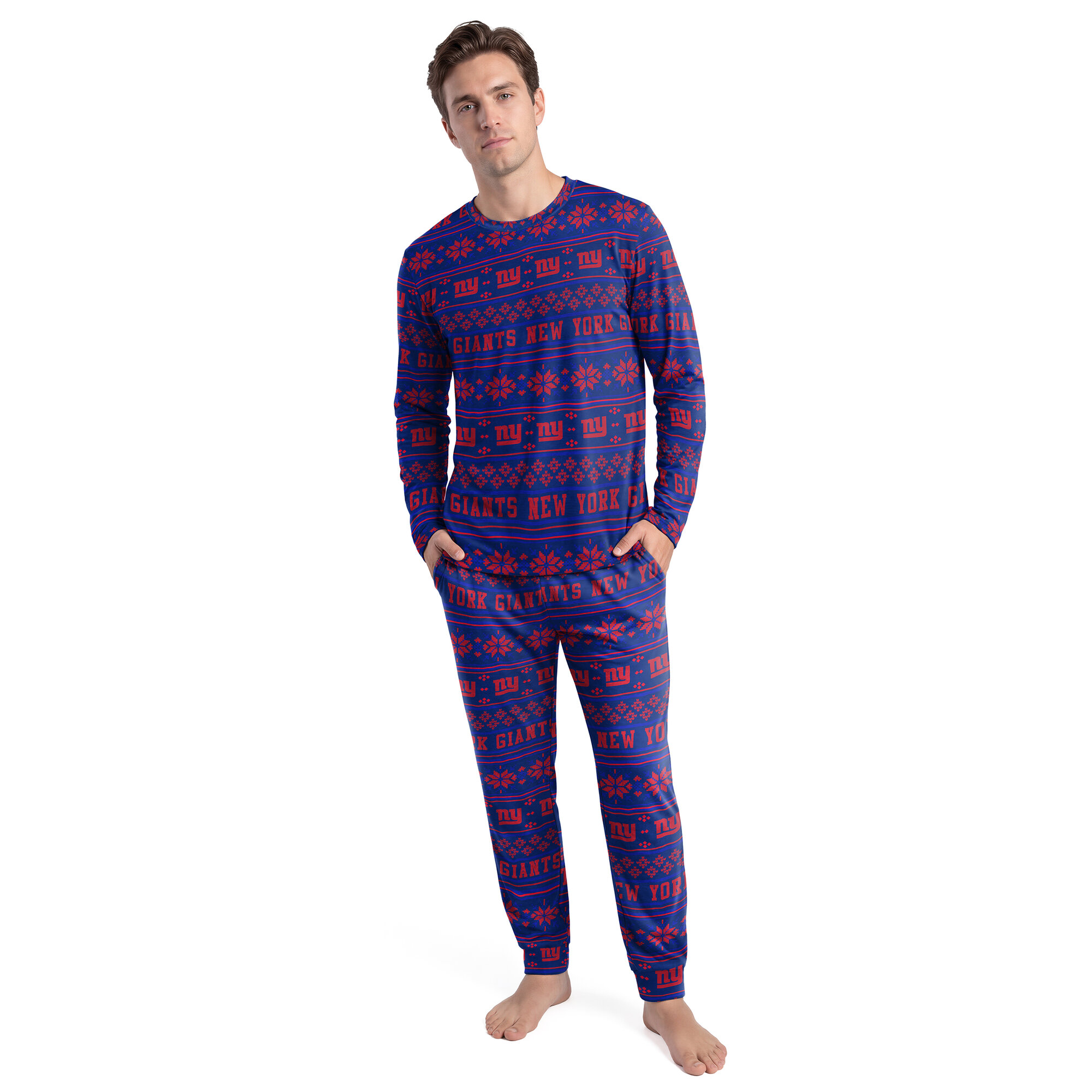 Men's Concepts Sport Royal New York Giants Jubilee Long Sleeve T-Shirt & Pant Set