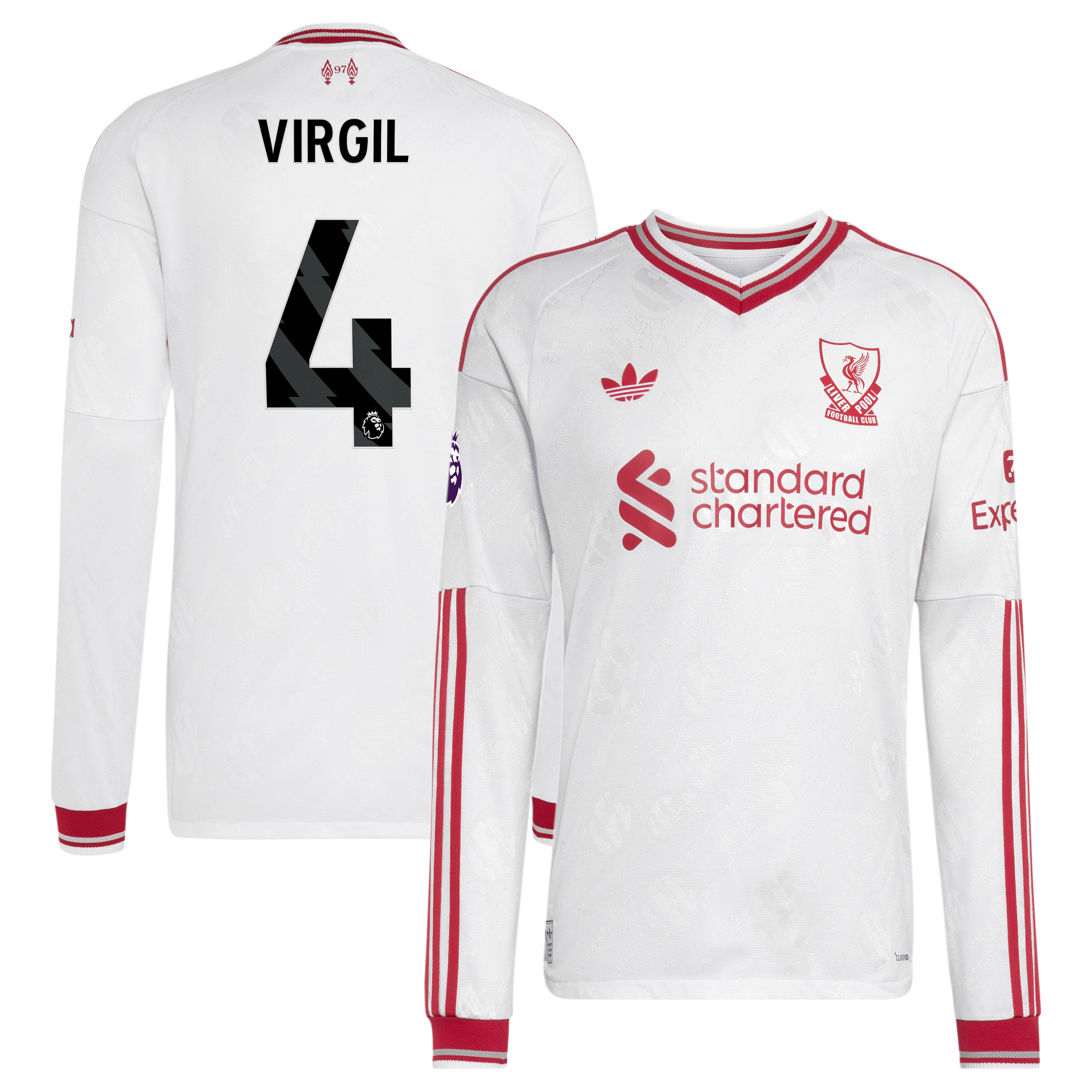 Men's adidas Virgil van Dijk White Liverpool 2026/27 Away On-Field Authentic Long Sleeve Jersey