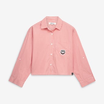 Women's Gameday Social  Red Georgia Bulldogs Cropped Striped Button-Down Shirt