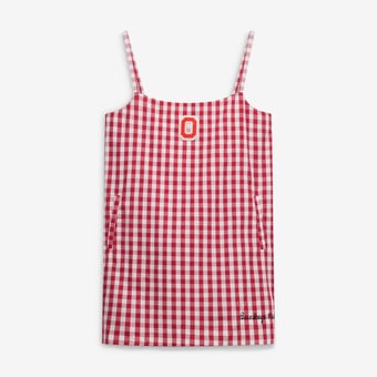Women's Gameday Social Scarlet Ohio State Buckeyes Gingham Skort Dress