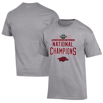 Unisex Champion  Gray Arkansas Razorbacks 2026 NCAA Men's Outdoor Track & Field National Champions T-Shirt
