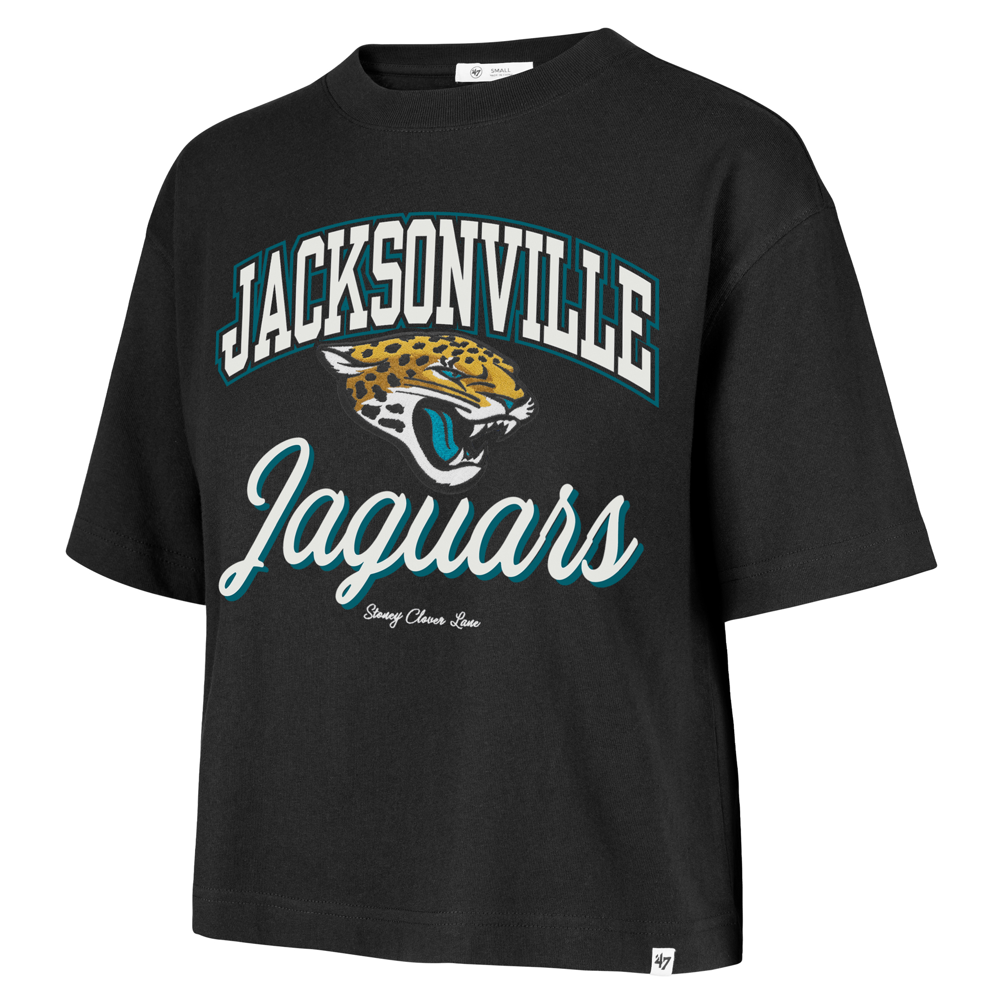 Women's Stoney Clover Lane x '47 Black Jacksonville Jaguars Script City Boxy Cropped T-Shirt