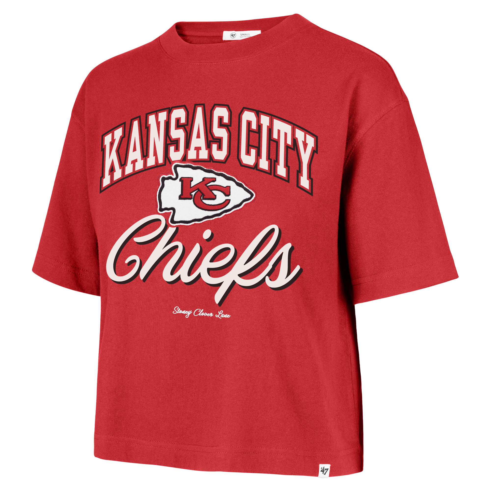 Women's Stoney Clover Lane x '47 Red Kansas City Chiefs Script City Boxy Cropped T-Shirt