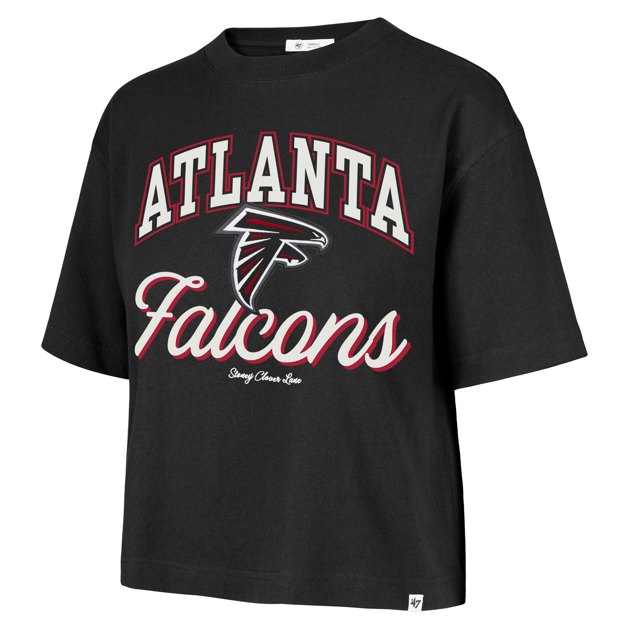 Women's Stoney Clover Lane x '47 Black Atlanta Falcons Script City Boxy Cropped T-Shirt