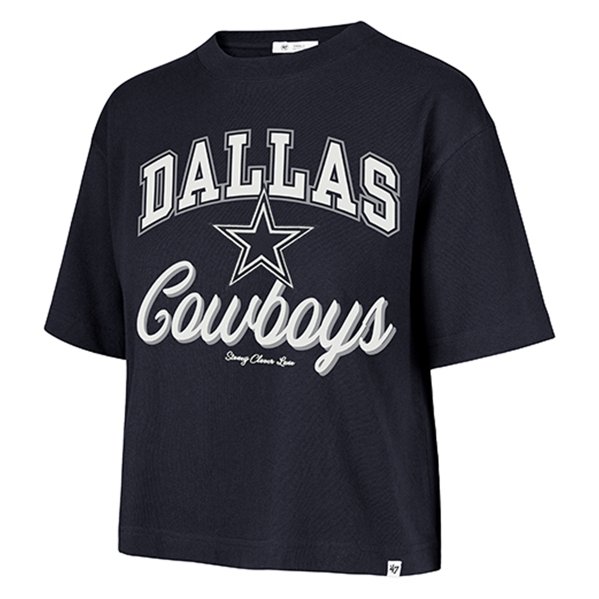 Women's Stoney Clover Lane x '47 Navy Dallas Cowboys Script City Boxy Cropped T-Shirt