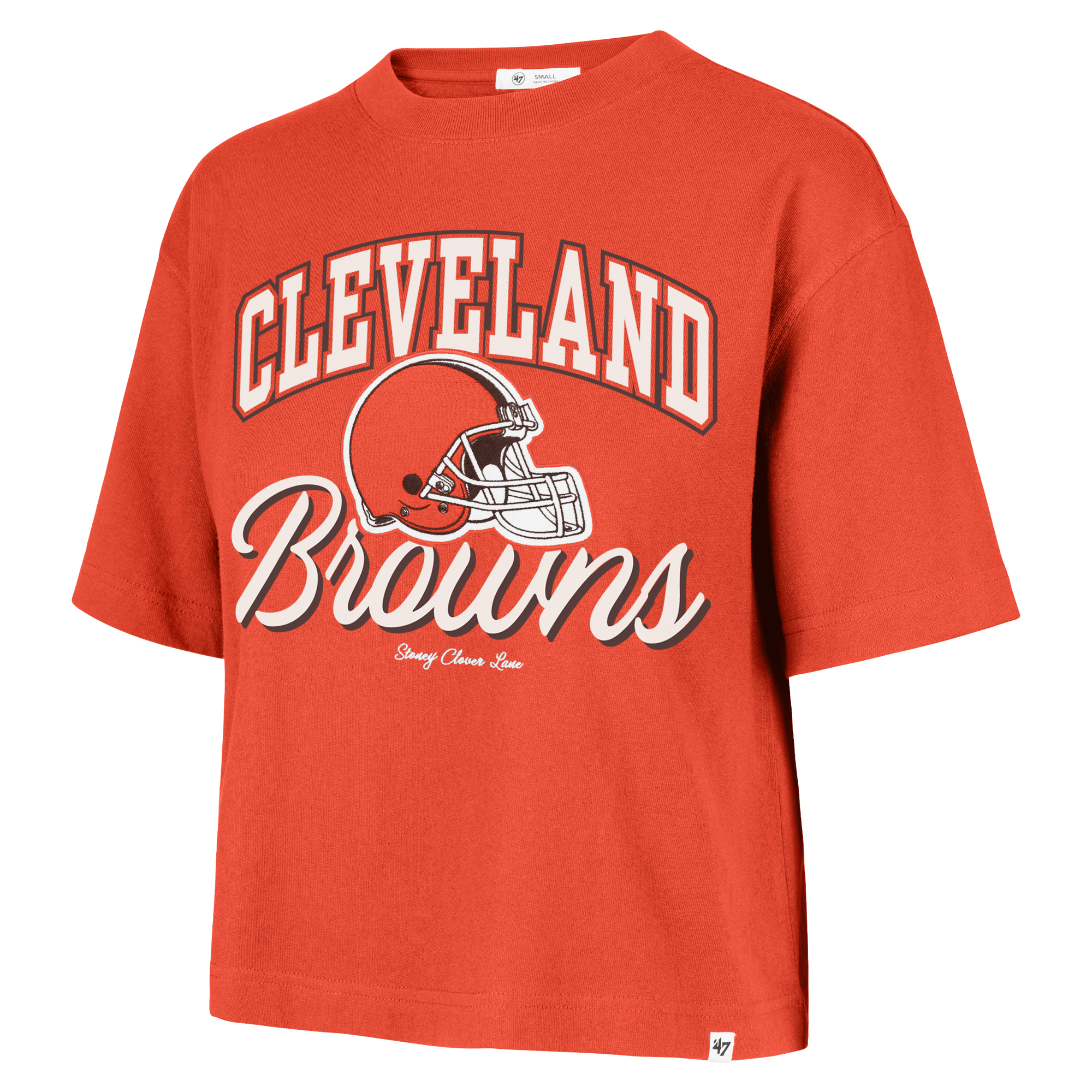 Women's Stoney Clover Lane x '47 Orange Cleveland Browns Script City Boxy Cropped T-Shirt