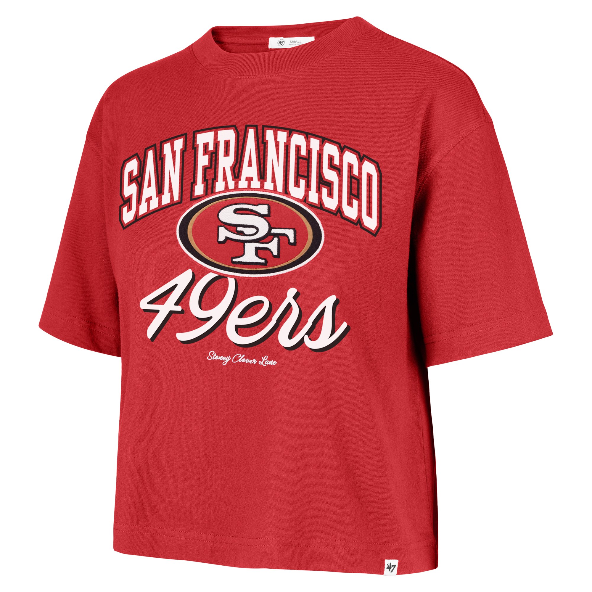 Women's Stoney Clover Lane x '47 Scarlet San Francisco 49ers Script City Boxy Cropped T-Shirt