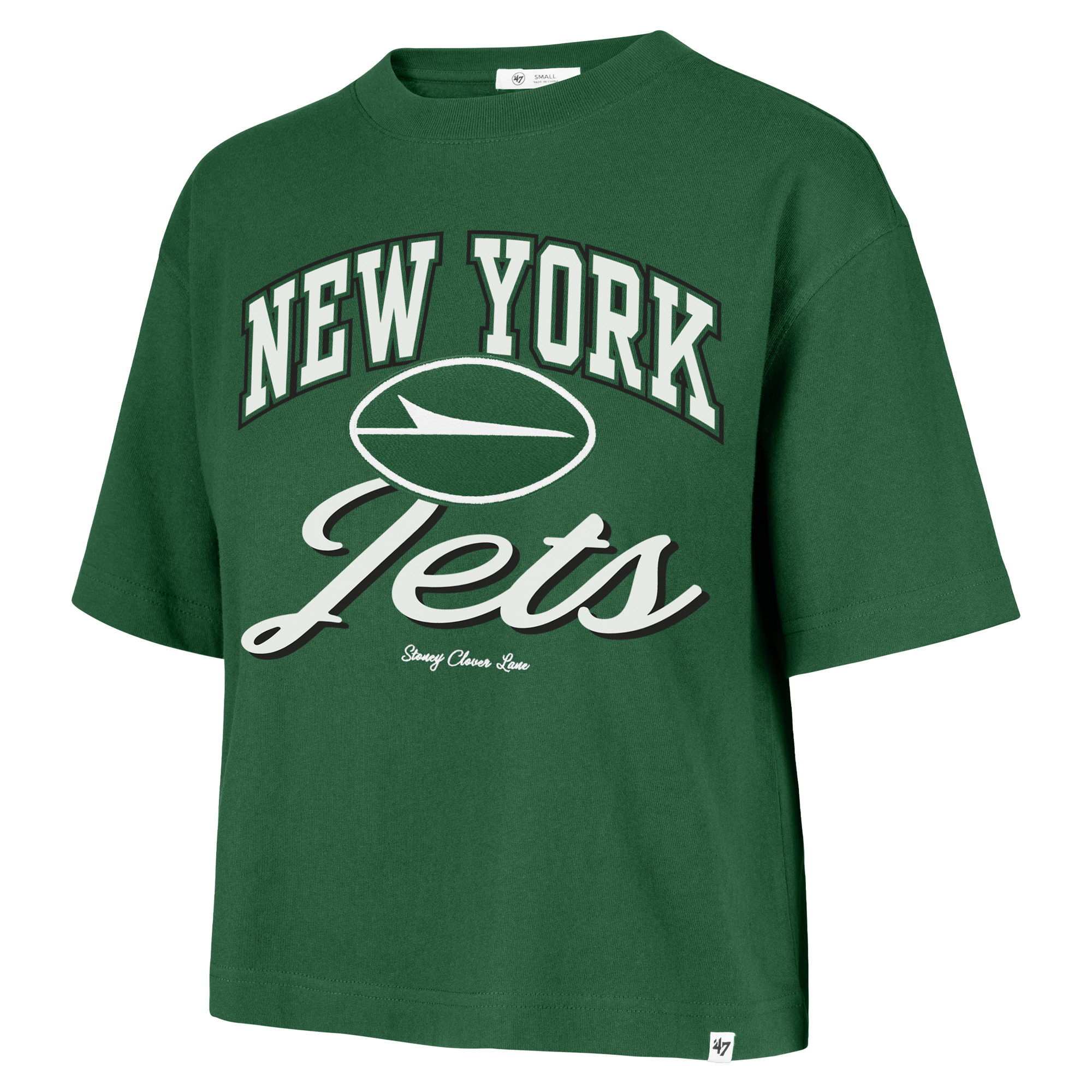 Women's Stoney Clover Lane x '47 Green New York Jets Script City Boxy Cropped T-Shirt