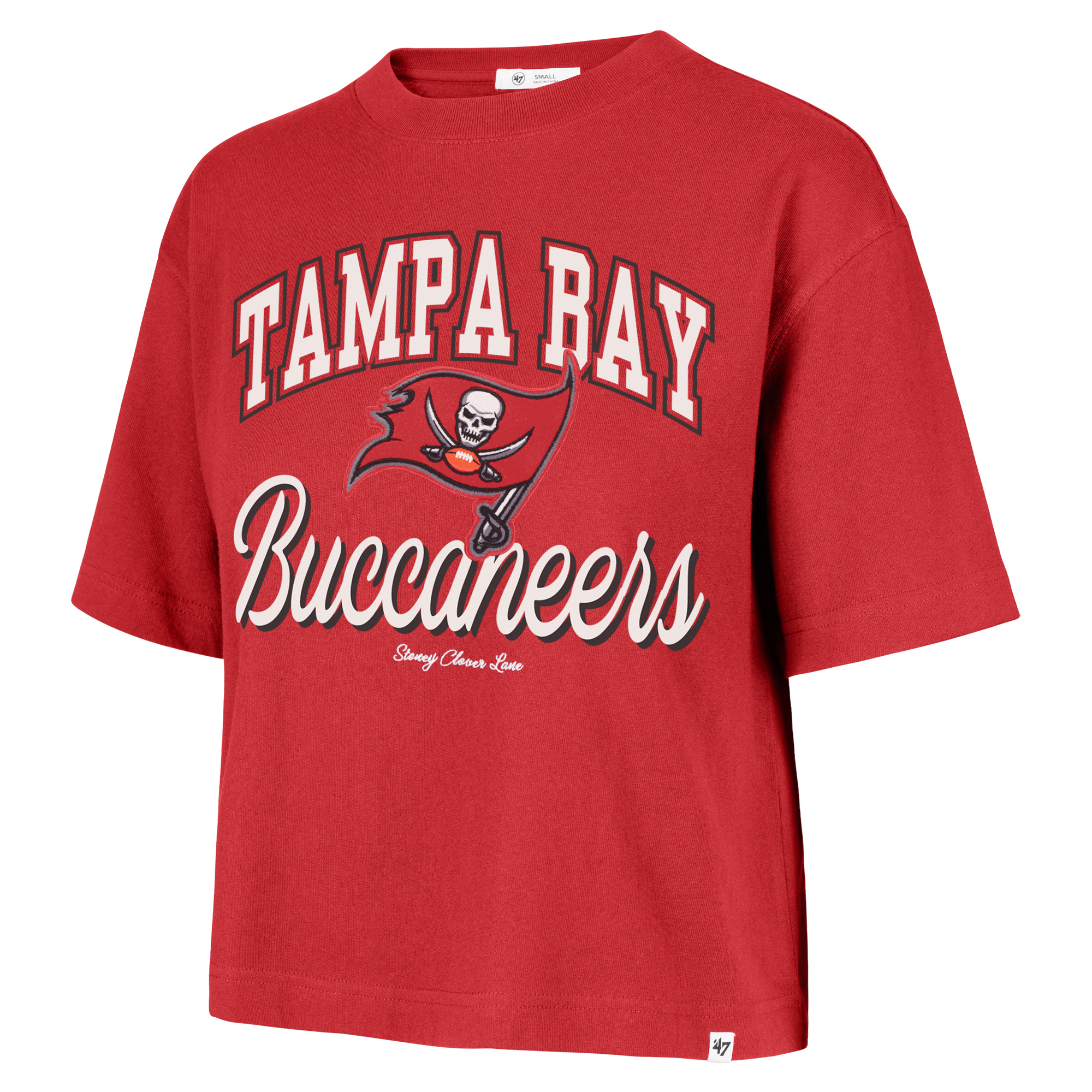 Women's Stoney Clover Lane x '47 Red Tampa Bay Buccaneers Script City Boxy Cropped T-Shirt