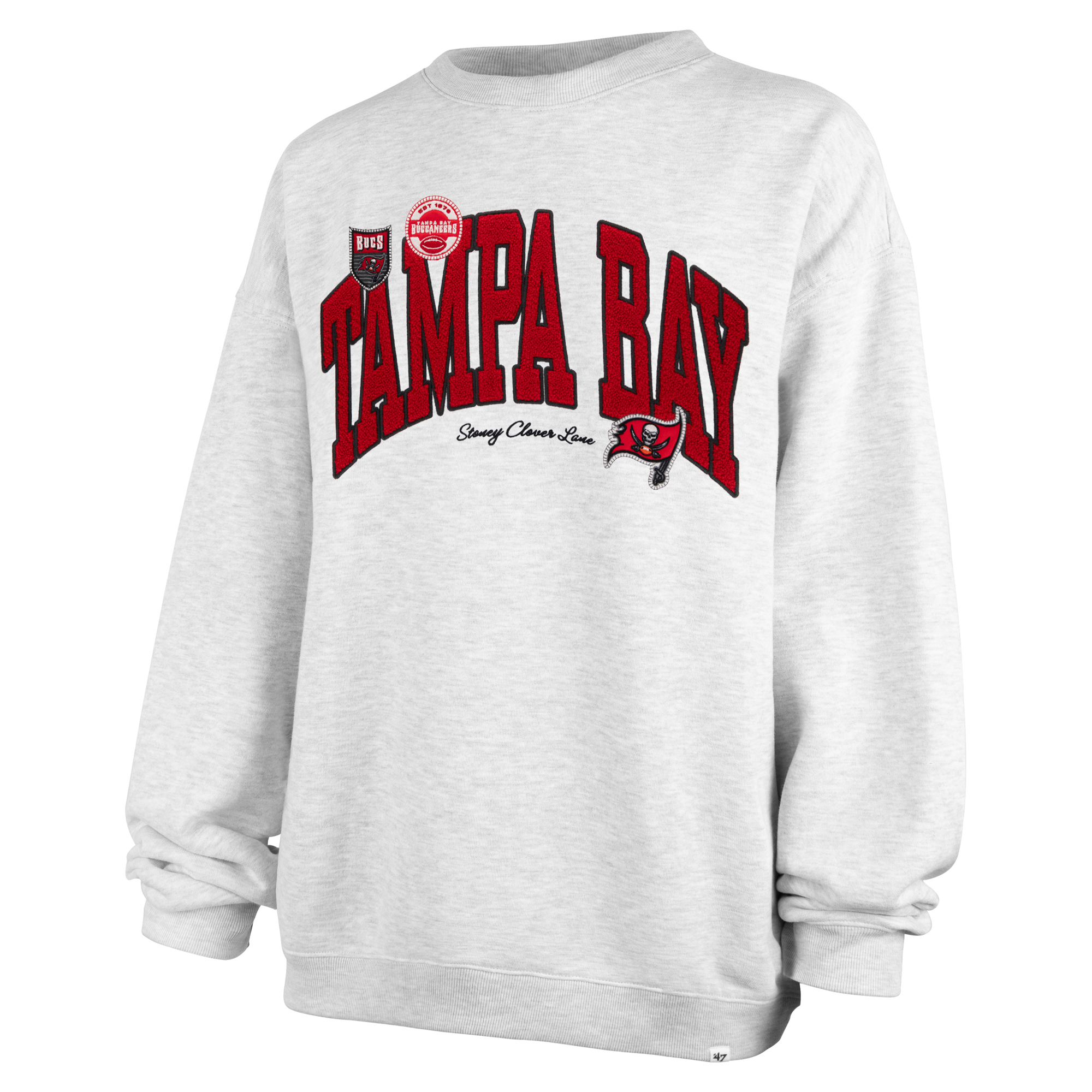 Women's Stoney Clover Lane x '47 Gray Tampa Bay Buccaneers Arch Oversized Sweatshirt