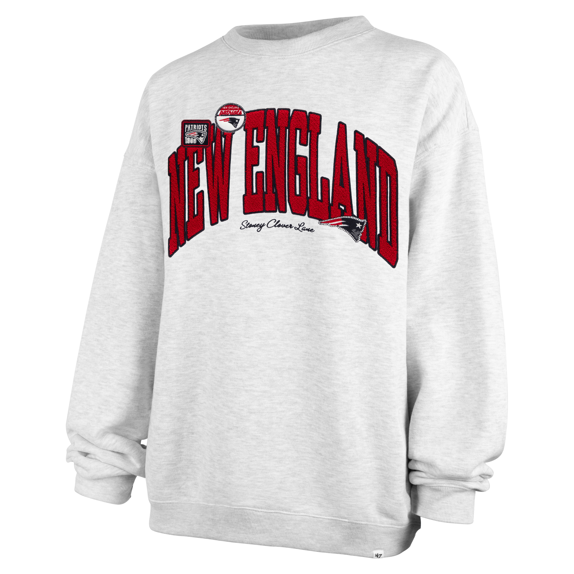 Women's Stoney Clover Lane x '47 Gray New England Patriots Arch Oversized Sweatshirt