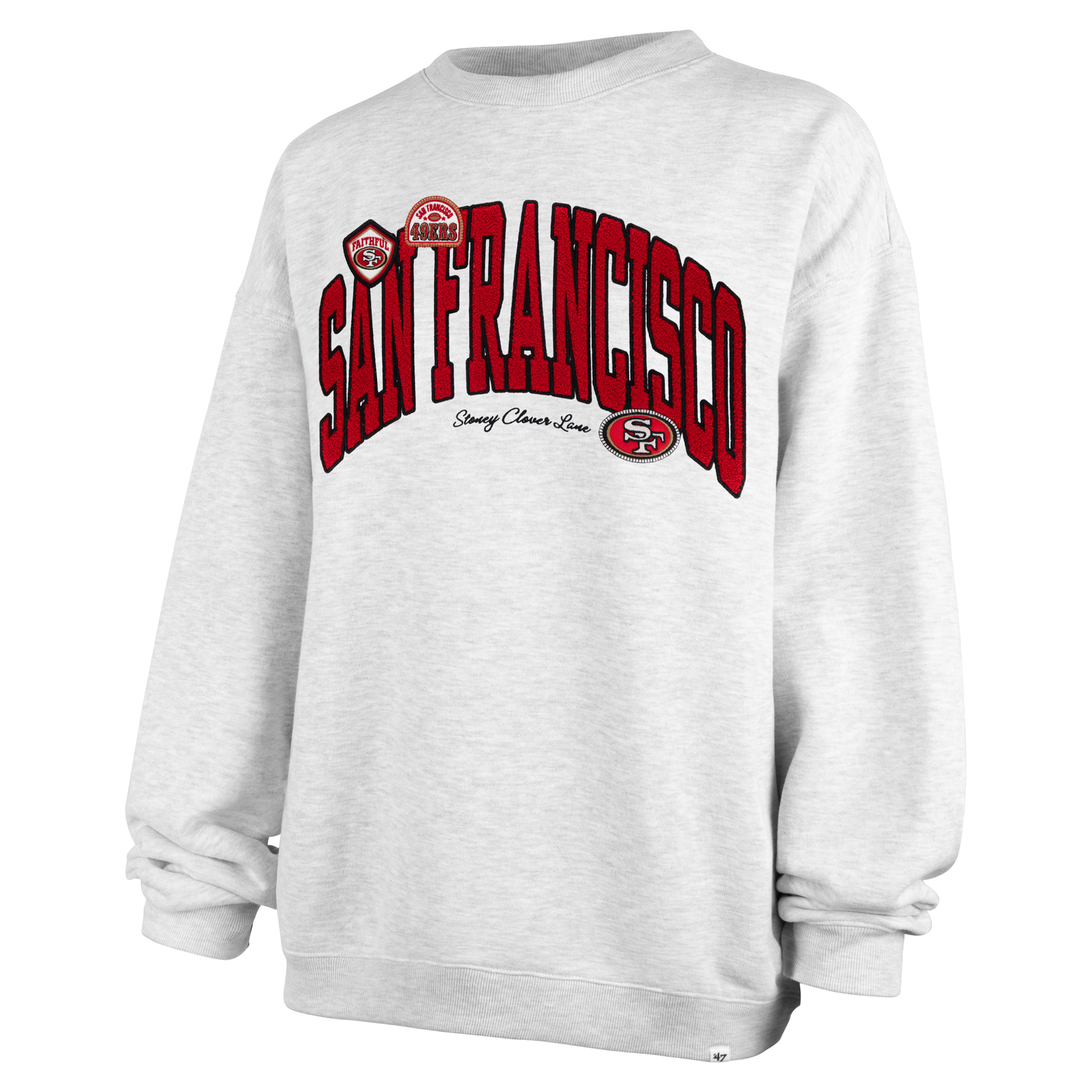 Women's Stoney Clover Lane x '47 Gray San Francisco 49ers Arch Oversized Sweatshirt