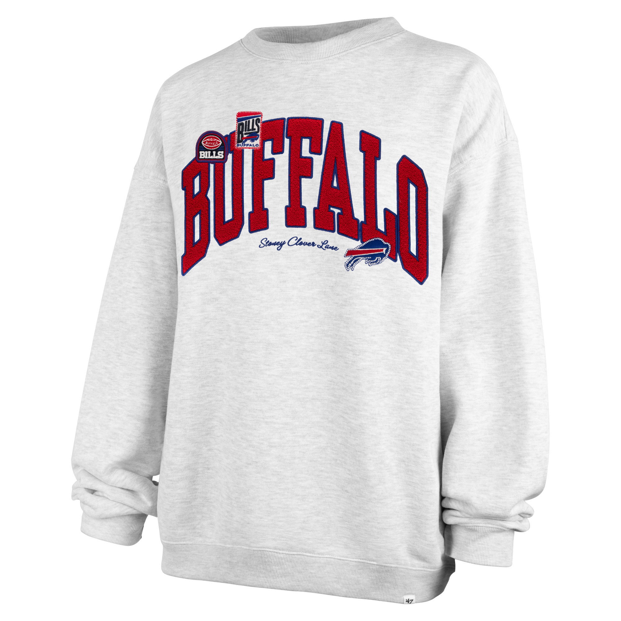 Women's Stoney Clover Lane x '47 Gray Buffalo Bills Arch Oversized Sweatshirt