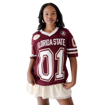 Women's Gameday Social  Garnet Florida State Seminoles Knit Football Jersey Sweater