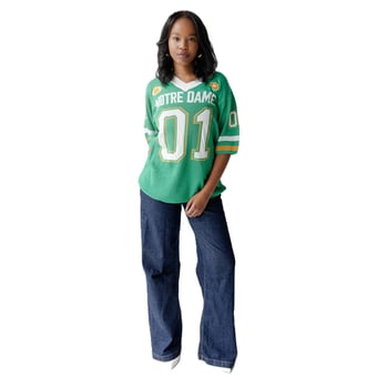Women's Gameday Social  Green Notre Dame Fighting Irish Knit Football Jersey Sweater