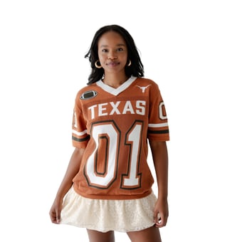 Women's Gameday Social  Texas Orange Texas Longhorns Knit Football Jersey Sweater