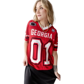 Women's Gameday Social  Red Georgia Bulldogs Knit Football Jersey Sweater